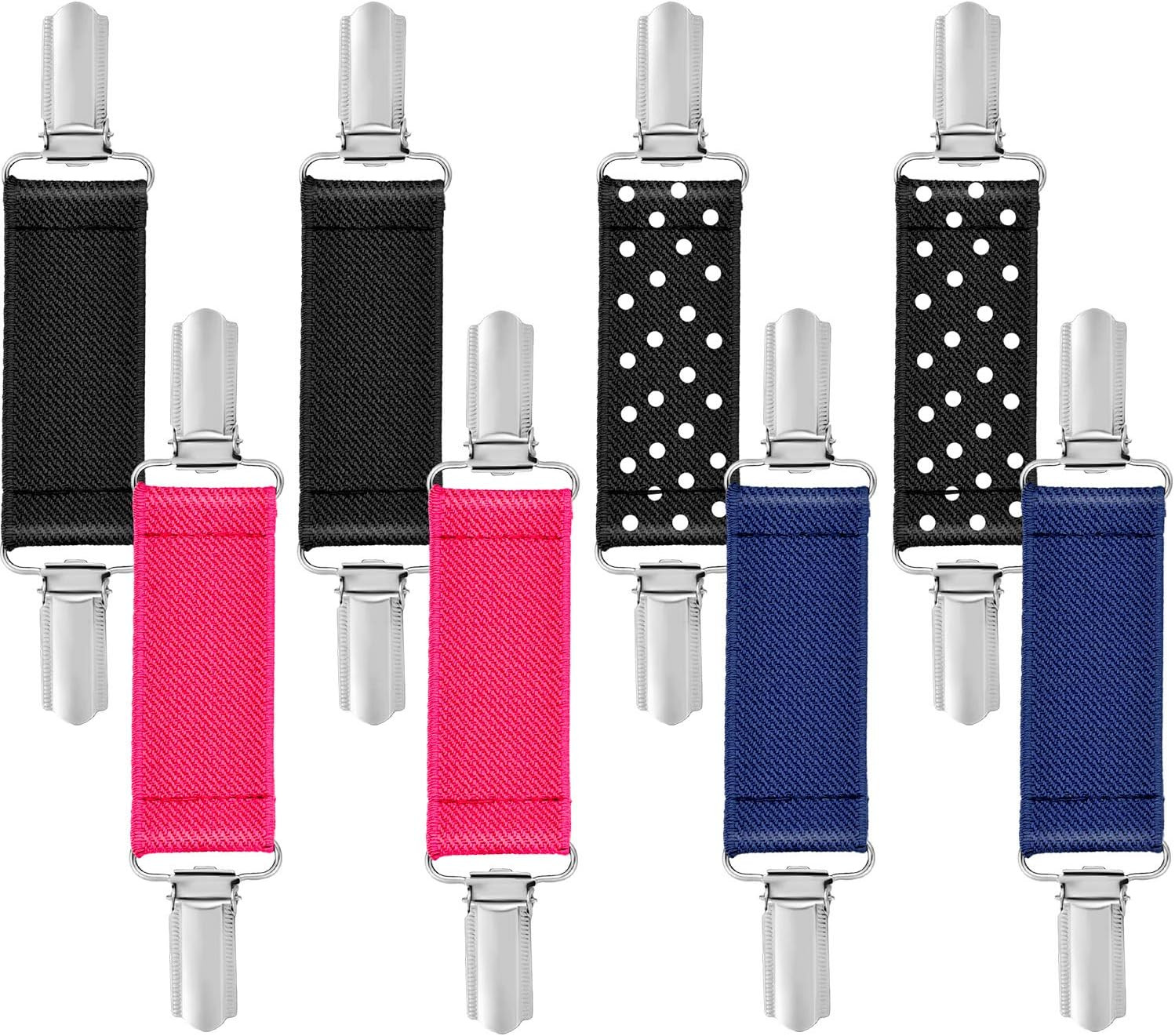 8 Pieces Mitten Clips Elastic Gloves Clips for Kids Stainless Steel Gloves Strap