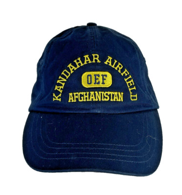 KANDAHAR AIRFIELD OEF Afghanistan Veteran Hat Cap OA Vet BLUE YELLOW STRAP NWT