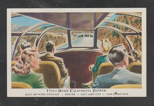 Train Postcard Vista Dome California Zephyr Unused White Border Chrome - Picture 2 of 4
