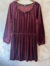 Lands' End Dress Women's XL 18 Red Velvet 3/4 Sleeve Knee Length