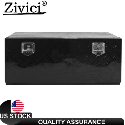 42''X18''X17'' Black Aluminum Truck Tool Box Trailer RV Storage Under Bed W/Lock