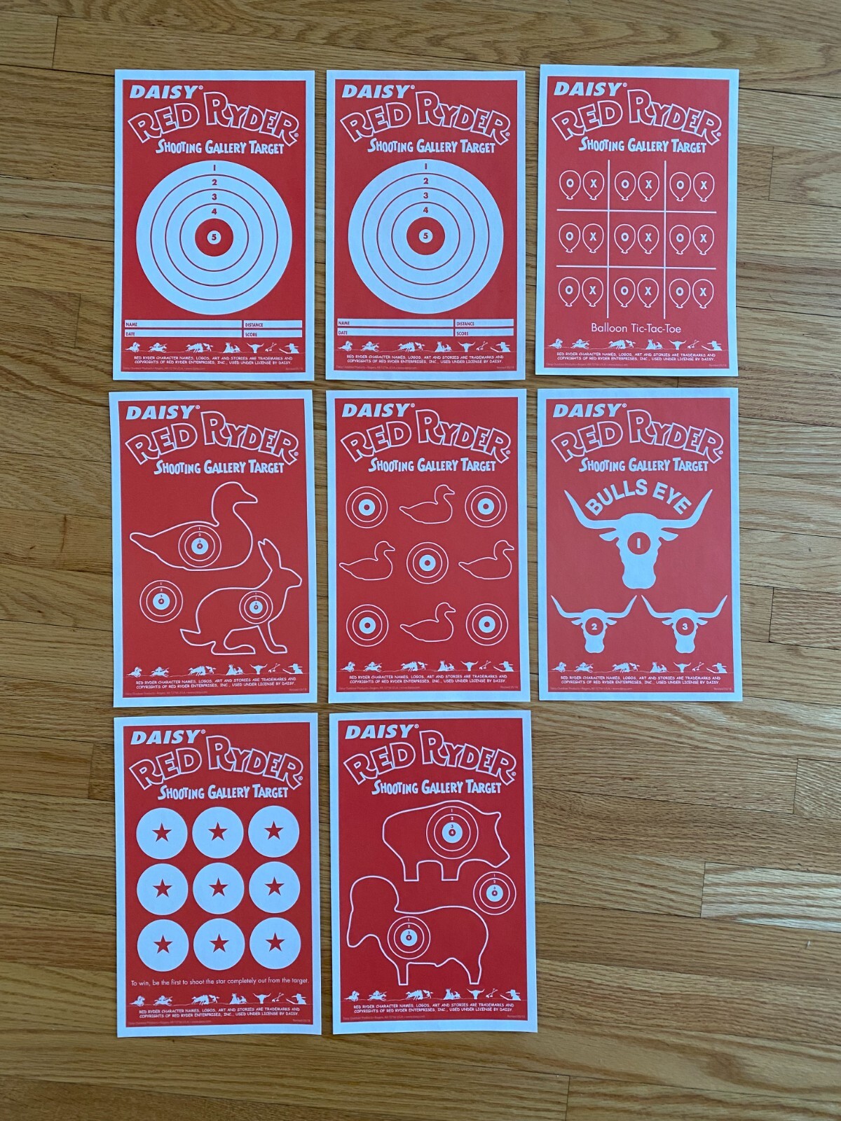 Lot of 8 Daisy Red Ryder Shooting Gallery Targets 5.5" x 8.5" Paper BB ...