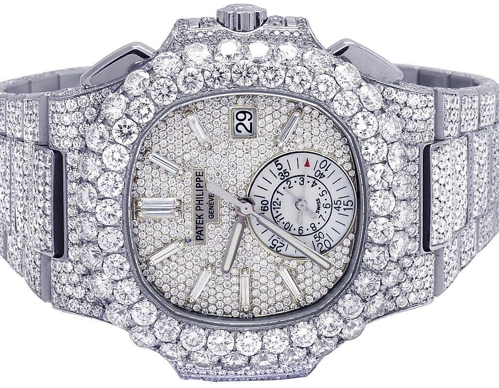 Patek Philippe — New Mens Patek Philippe Nautilus 5980/1A-019 Steel VVS Diamond Watch 35.75 Ct
