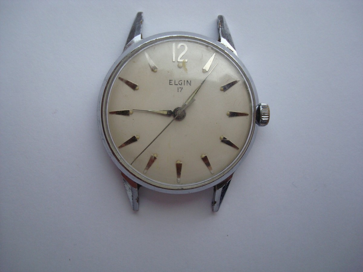 Elgin 823 Men's Watch 17 Jewels Manual Wind up Silver Dial Swiss