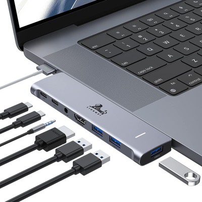 USB C Hub Adapter for MacBook Pro/Air M1M2 2022 2021 2020 13 15 16,Multiport ...