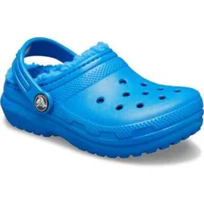 New Crocs Unisex Kids Classic Lined Clog Bright Cobalt Blue Size 2 NWT