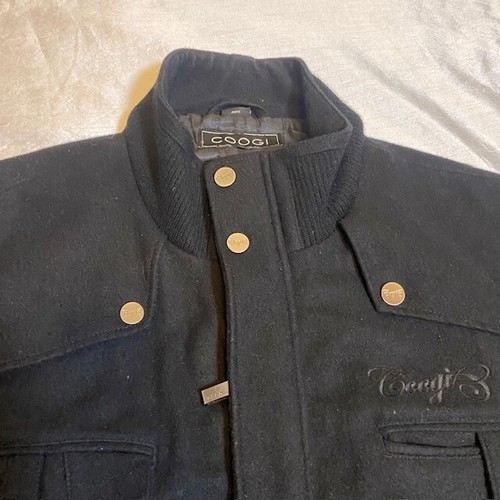 Coogi Vintage 90s Black Wool Blend Bomber Military Jacket Mens Size 5X - Picture 2 of 14