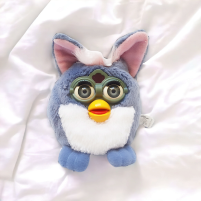 Furby buddies 1999 ELEPHANT beanbag furby buddy blue fur blue eyes