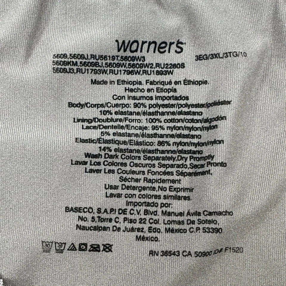 Warner's Mujer Talla 10 3XL Panty Calzoncillo Hipster Encaje Cintura Gris Nuevo Foto 4 de 4