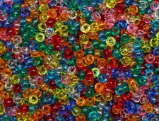 Transparent Multi Colors 6.5x4mm Mini Pony Beads 1,000pc. Made in USA crafts