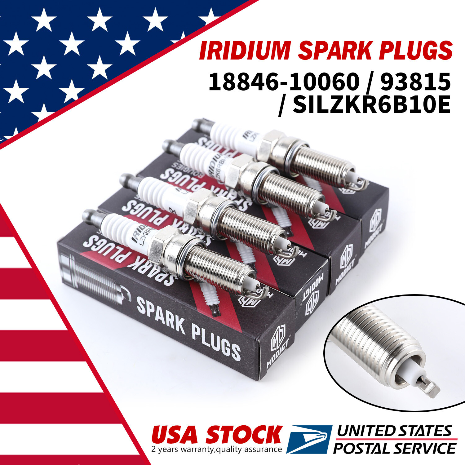 Pack Of 4 Iridium 18846-10060 / SILZKR6B10E Spark Plugs For Kia Soul 2012-2018