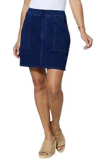 DG2 by Diane Gilman Super Stretch Knit Denim Skort Indigo