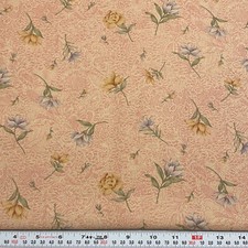 Vintage 1998 Classic Cottons Florals on Tan Cotton Fabric by the HALF YARD
