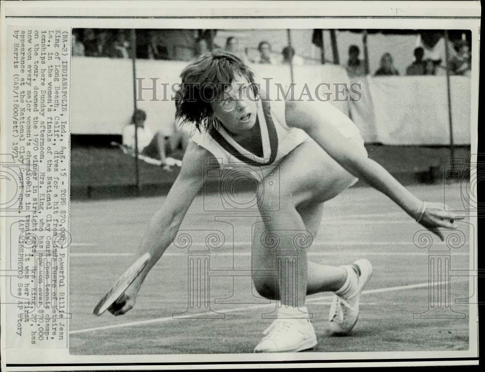 Billie Jean King Cup Court 1971 Press Photo Billie Jean King Plays