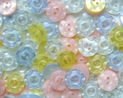 Bella Buttons - Fruit Gum 100 Astd 14mm x 25 Each Of White,Pink,Lemon,Blue