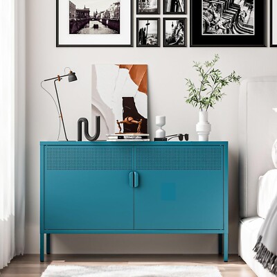 Cofar Blue Metal Locker Storage Cabinet with 2-Tier for Home,Office,Living Room