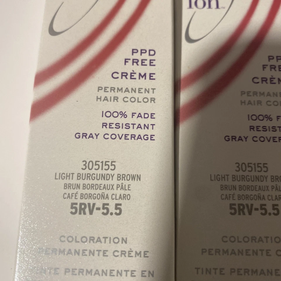 Color de cabello permanente color ion brillo color borgoña claro marrón lote de 2 Foto 2 de 2