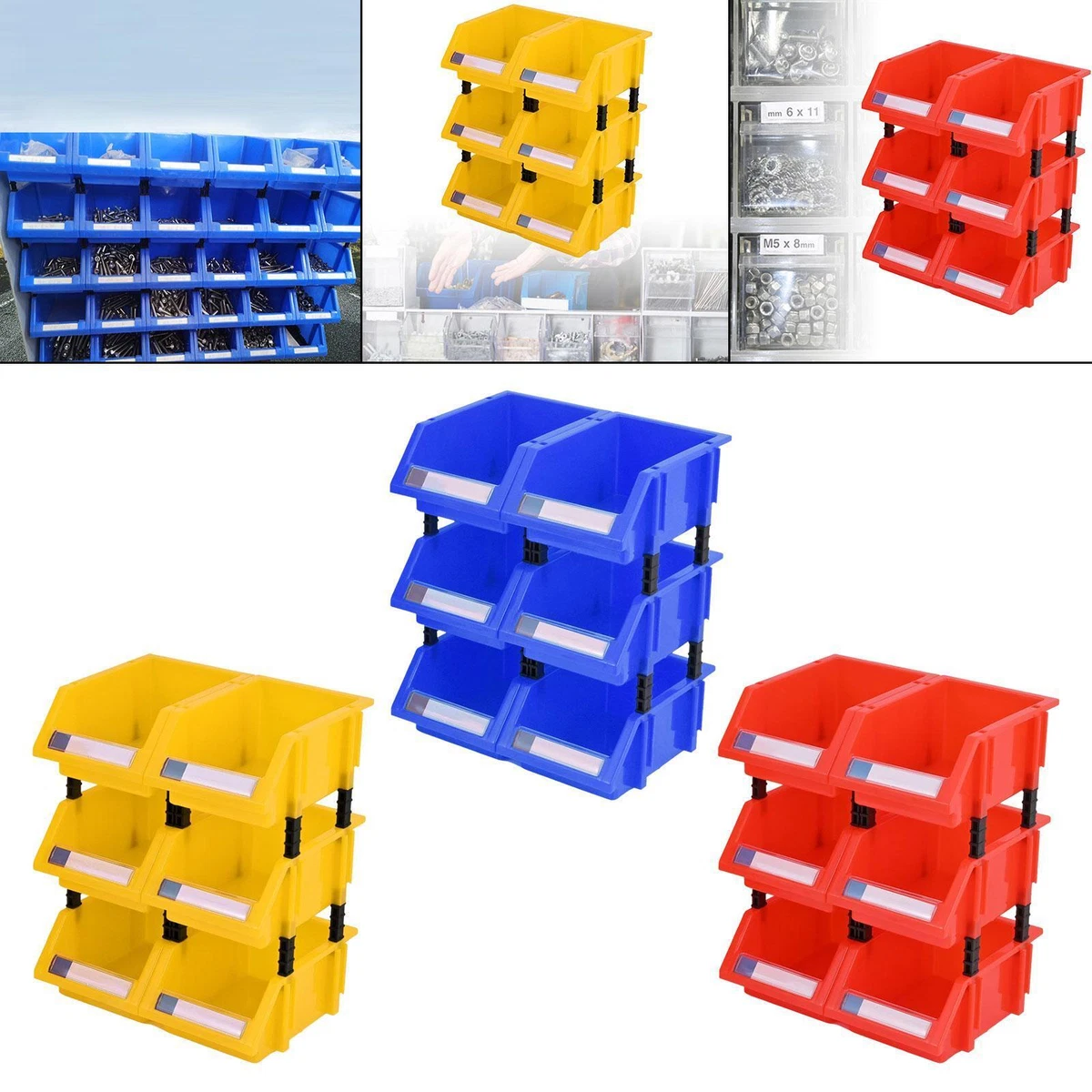 6Pcs Hardware Tool Box Screw Storage Small Parts Bins for Screws