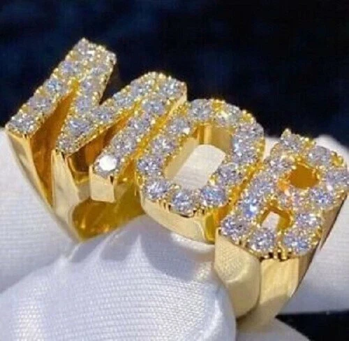 2.3CTW Round Cut DVVS1 Moissanite Mens Engagement Ring In 14k Yellow Gold Plated - Изображение 3 из 4