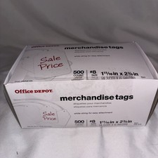 500 Office Depot merchandise price tags  strings  8 1-11/16 x 2-3/4