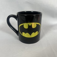DC Comics Batman Reflective Gold Logo Black Ceramic Coffee Mug Silver Buffalo