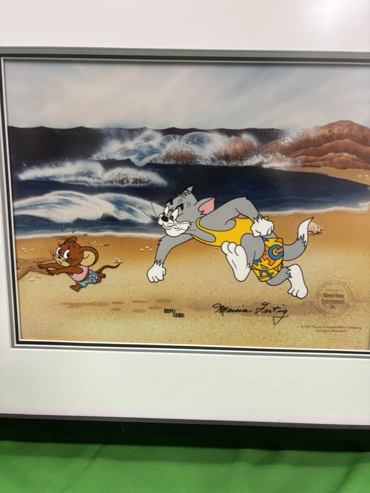 Marcia Fertig Firmado "La Gran Persecución" Edición Limitada Pintado a Mano Sericel Certificado de Autenticidad Foto 4 de 4