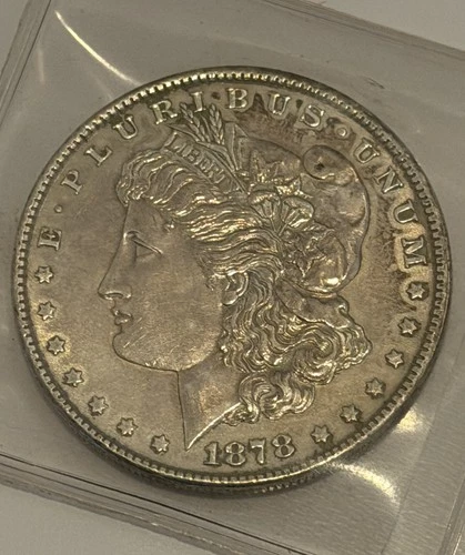 1878 Morgan Silver Dollar 7TF Reverse of 1878 AU Choice Luster 1st Year Issue