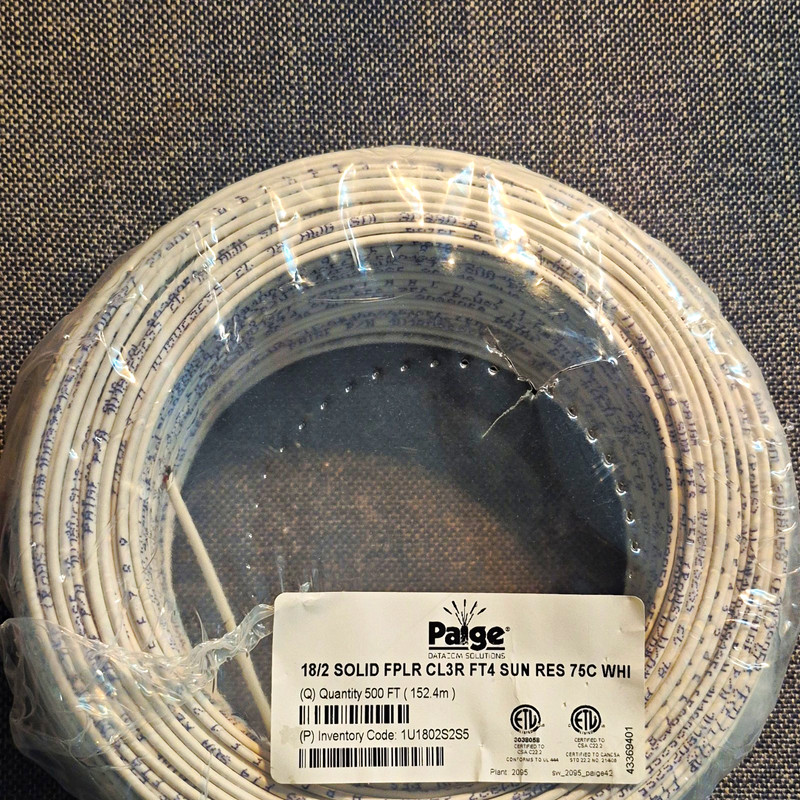 Paige 18 AWG 2-Conductor Solid Copper PVC Sun Resistant White Cable 500 ft