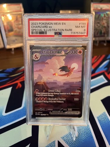 2023 POKEMON MEW EN-151 SPECIAL ILLUSTRATION RARE #199 CHARIZARD EX PSA 8