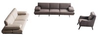 Elegante Grau-Beige Couchgarnitur 2X Polstersofas Designer Sessel