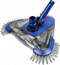 Effortless Triangular Pool Vacuum Head with Side Brush & Swivel Connection