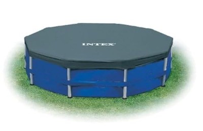 Intex Round Metal Frame Pool Cover, Blue, 15 ft