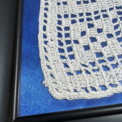 Rare Masonic Lace Filet Handmade Crochet Doily Freemasonry Mason 21” Framed - Picture 4 of 6
