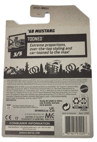 Hot Wheels 2021 Tooned • 1968 Mustang • Cream 1:64 Diecast Car - Picture 2 of 2