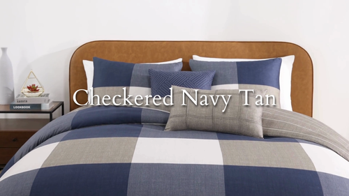 Schiefer Karos 7-teiliges Wende-Bettdecken-Set 100 % Baumwolle 220 Fäden Urlaubsangebot - Video 1 von 1