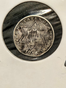 1854 THREE CENT (TRIME) SILEVER PIECE