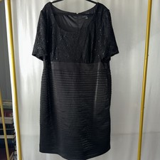 Dressbarn Dress Black Top Lace Sequins Bottom Ribboned 24W