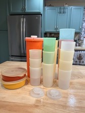 Vintage Tupperware Lot 23 Pieces Cups Contain...