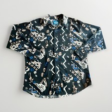 Vintage 90’s Wrangler Men's Western XL Aztec Print Long Sleeve Button Down Shirt