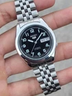 RARE Seiko 5 Military Field Black Dial Automatic Vintage Mens Watch 7S26-00X0