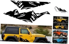  2pcs 31.8'' Mountains Stickers Decal for Car Body Door Side Auto Snow Black