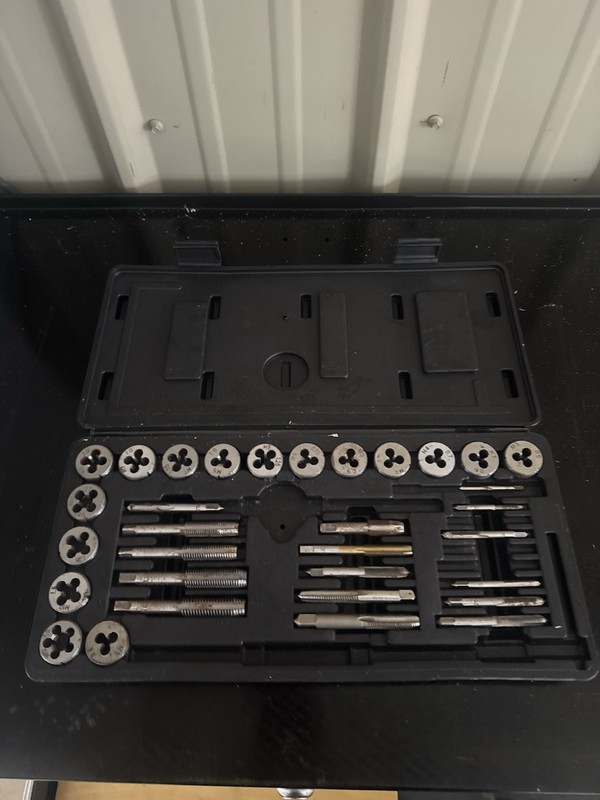 Steel Tap & Die Set with Carrying Case - Silver, Black, Blue
