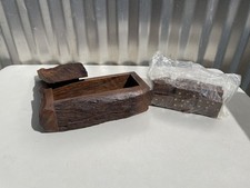VTG Wood Hand Made Ironwood Dominos Set of 28 Tiles Rustic Log Case Complete