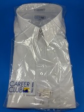 Vintage 70s Career Club  Tall Man  White Short Sleeve Dress Shirt NOS NIP 16 1/2