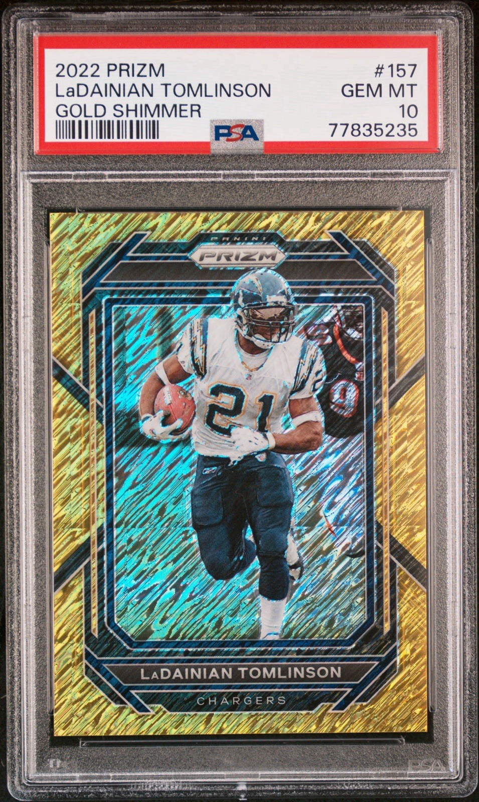 2022 Panini Prizm Ladainian Tomlinson Gold Shimmer 8/10 PSA 10
