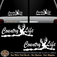 Country Life Buck Deer Two White Vinyl Decals Car Truck Windows Any Flat Surface Country Life Buck Deer Two White Vinyl Decals Car Truck Windows Any Flat Surface