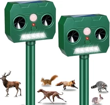 4-Pack Animal Repeller - Strobe + Single Horn + Bottom Flash for Garden & Yard