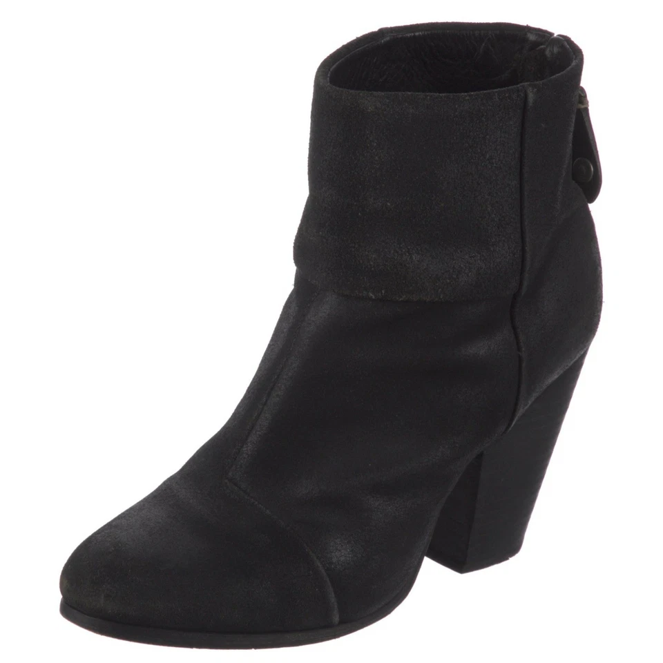 Botines al tobillo Rag & Bone Newbury de cuero negro para mujer 8 tacones cremallera celebridad Foto 4 de 4