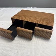 Vintage 80s 36 Cassette Tape Holder Storage Case 3 Drawer Organizer Faux Wood