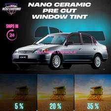 PreCut Window Tint Film for Civic Sedan 2001-2005 All Sides+Back 5%,20%,35%
